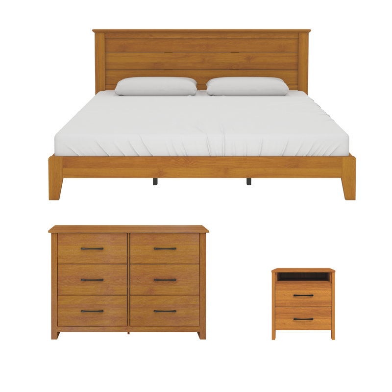 Allysyn 3 Piece Bedroom Set, Amber Walnut
