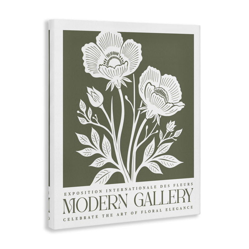 "Olive Green Floral Gallery", art mural par lettré et doublé, H 48 po x l 36 po