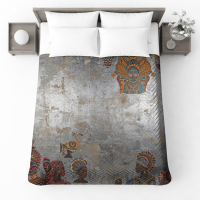 African Inspired Art Quilted Bedspread All Sizes