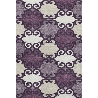 Premium Machine Washable Prisco Eggplant Rug