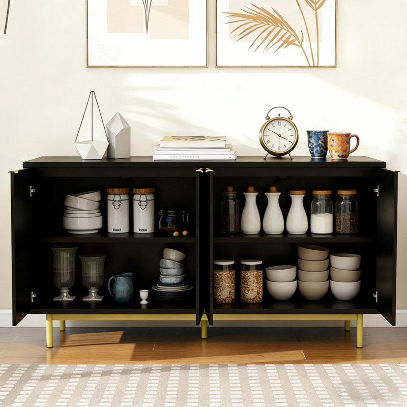Buffet 58 po - Convient aux téléviseurs de 70 po, aux tablettes amovibles et réglables et à l'armoire de rangement multifonctionnelle