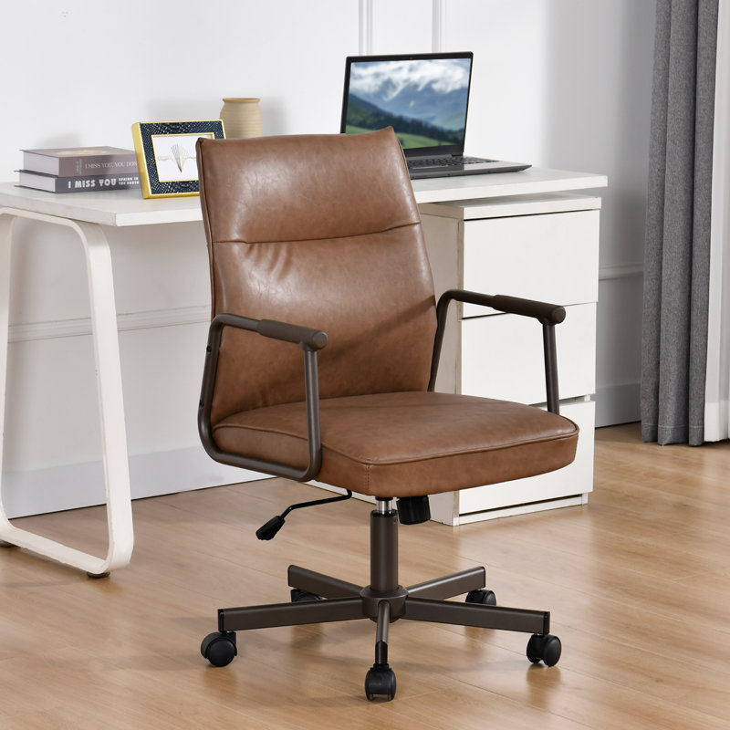 Chaise de bureau pivotante à hauteur réglable en similicuir moderne