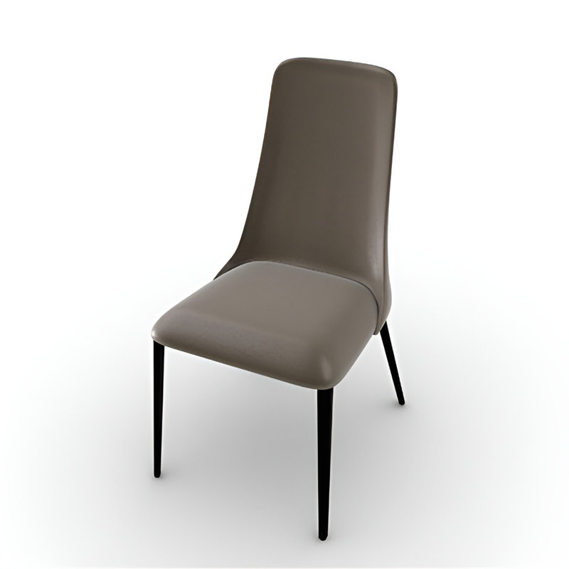 Etoile Upholstered Chair with High Back and Metal Legs, Matt Black, Taupe