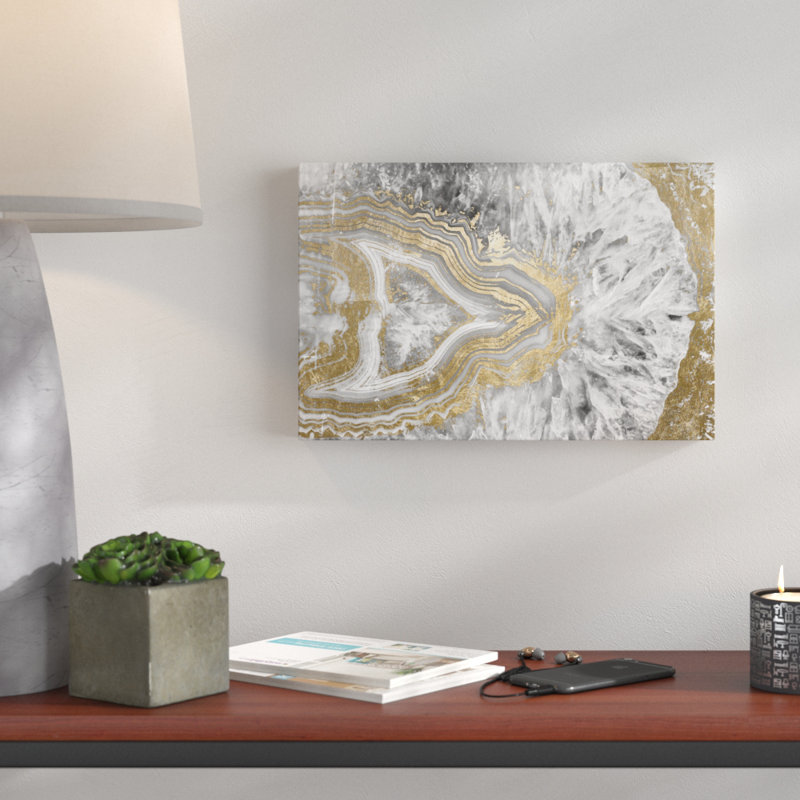 Agate Geode Crystal by Oliver Gal - Wrapped Canvas Print, 10" H x 15" W x 1.5" D
