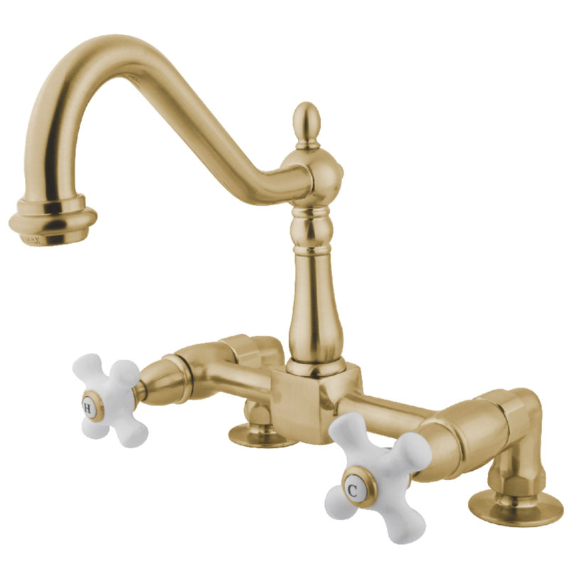 Heritage Double Handle Kitchen Faucet, Polished Brass