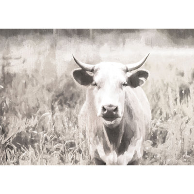 Grayscale Cow - Painting Print