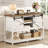 Farmhouse Entryway Table With Adjustable Shelf And Sliding Barn Doors, Hallway Table With Bottom Open Shelf, Behind Couch Table Console Table For Entrance, Living Room, Foyer, Rustic White