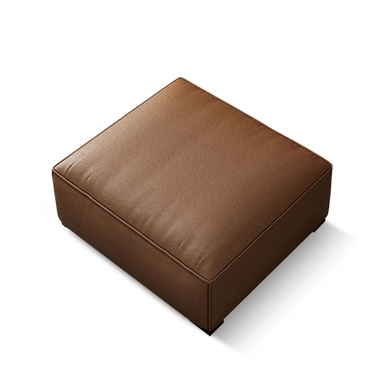 Repose-pieds brun en cuir véritable avec coussin