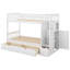 Lit superposé simple au-dessus de double / double, lit inférieur convertible, tablettes de rangement et tiroirs-2054631134