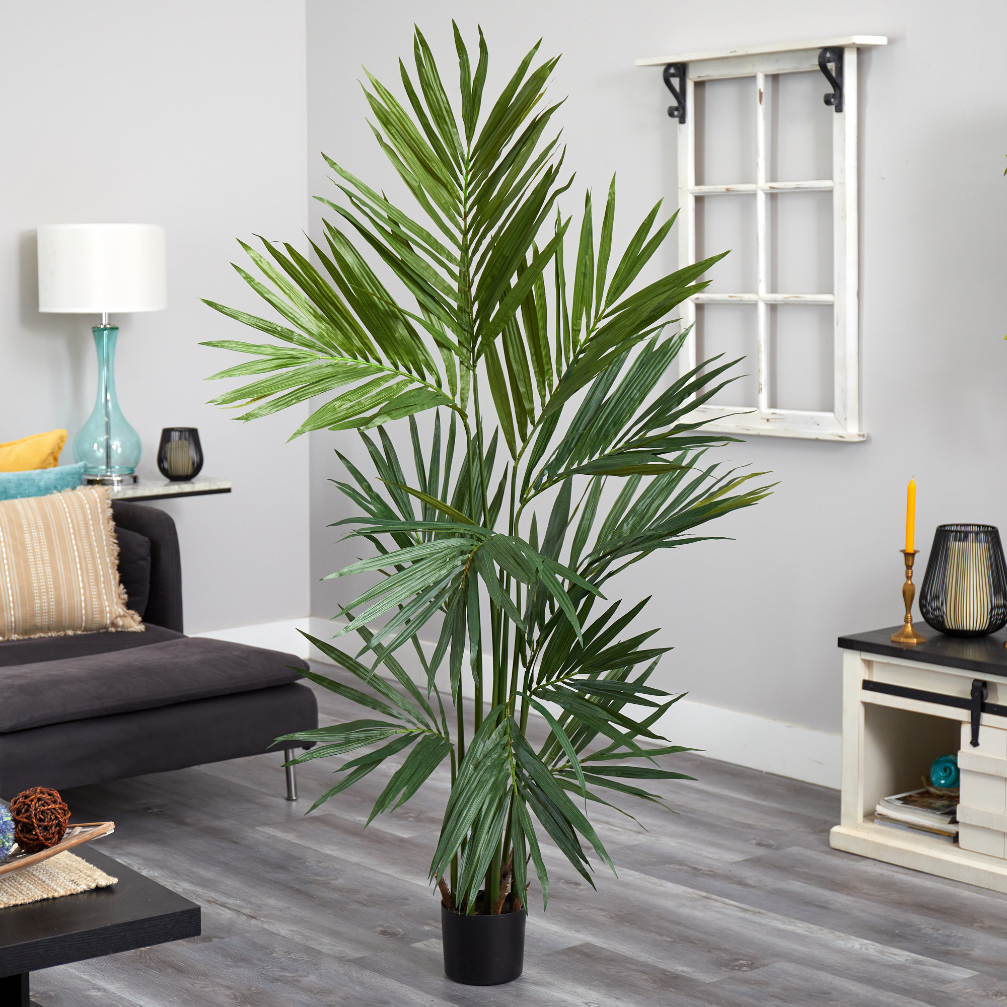 Artificial Palm Tree in Pot, 72"H x 42"W x 42"D/218 Leaves