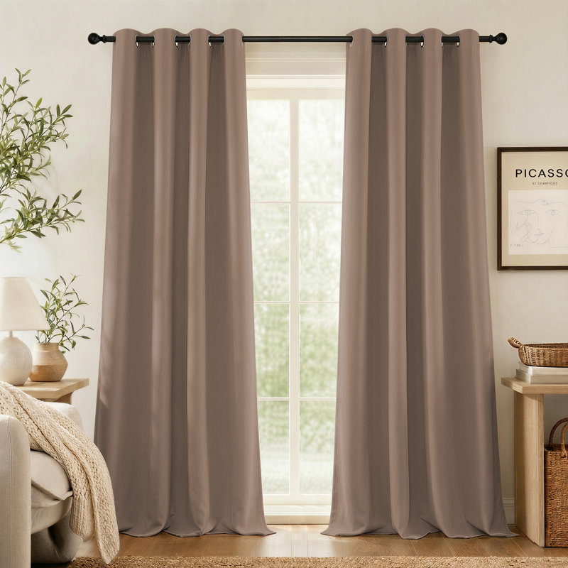 Blackout Curtains for Bedroom/Living Room Parkview Room Darkening Grommet Modern Drapes, Cappuccino, 46" W x 90" L