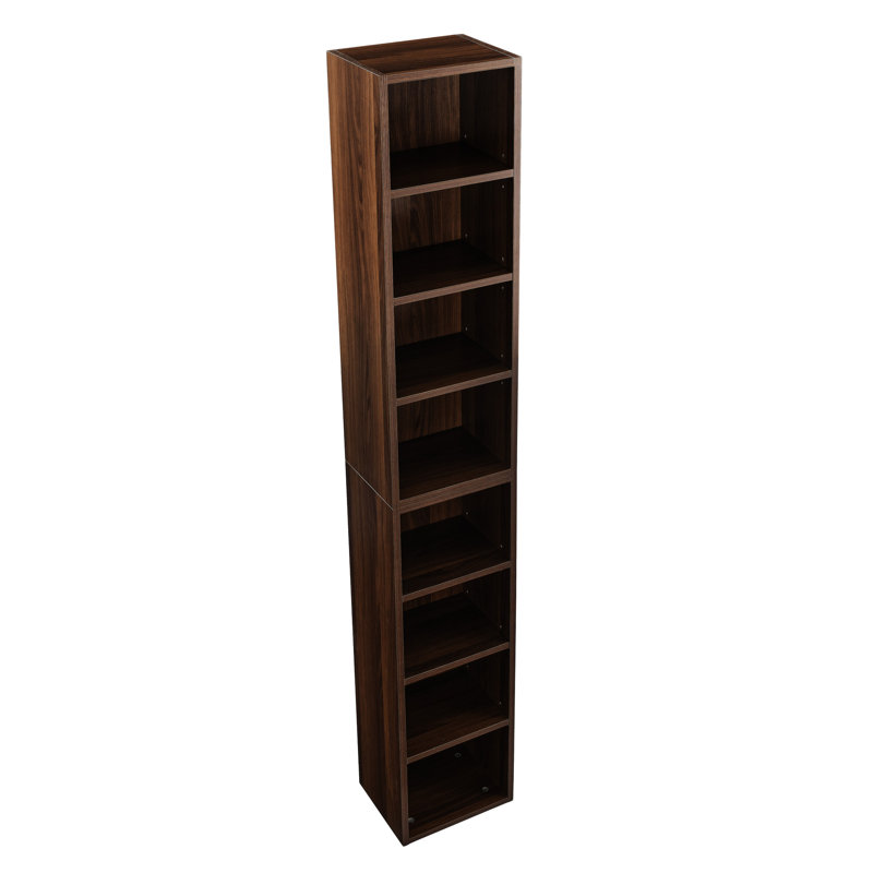 8-Tier Media Tower Rack, CD DVD Slim Storage Cabinet with Adjustable Shelves, Tall Narrow Bookcase Display Bookshelf for Home Office,Multi-functional double-decker bookcase