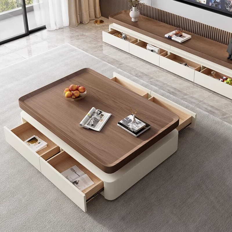 Table à thé moderne en bois simple, H 16,5 po x L 51 po x l 27,5 po