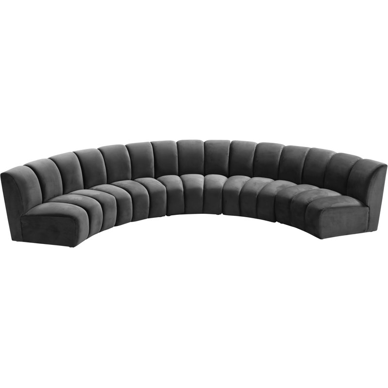 Canapé modulaire en velours Infinity, Velours gris, 5 pièces