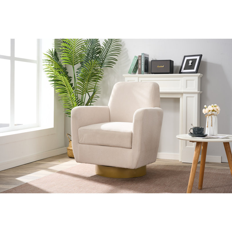 Chaise pivotante à 360 degrés - Lin de coton, salon de soutien ergonomique, chambre à coucher, chaise de bureau rembourrée de mousse blanche, tissu en lin de fabrication, pour la détente. Style moderne, blanc, rembourrage, fabrication.