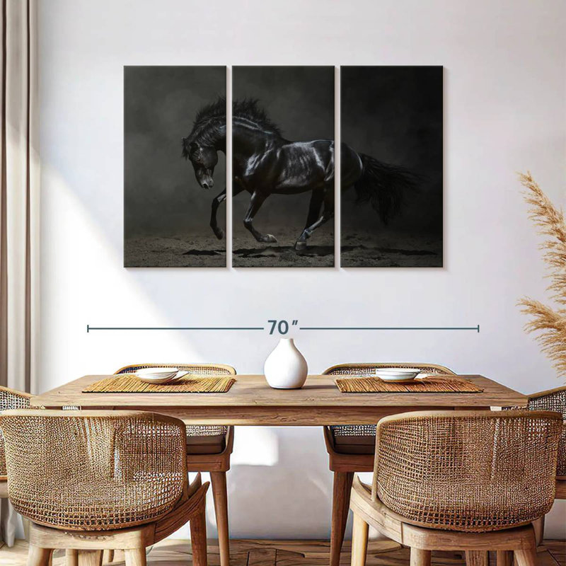 Cheval noir brillant Brampt, H 36 po x l 57 po