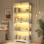 Vitrine avec portes en verre, armoire de rangement à 4 niveaux avec lumière DEL-931574234