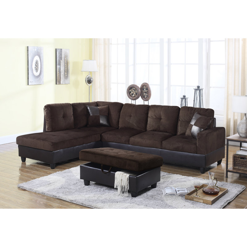 Balk Upholstered L-Shaped Sectional Right Hand Facing, Left Hand Facing, Gray Linen