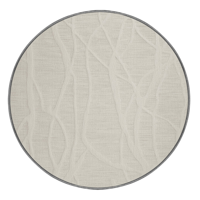 Tapis abstrait gris lavable à la machine, Rond 8 pi
