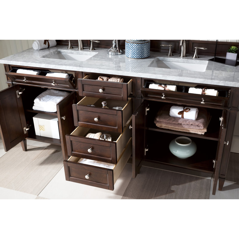 Brittany 72'' W Double Bathroom Vanity Base, Bright White