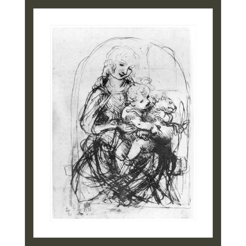 «Study for a Madonna with a Cat» par Leonardo Da Vinci, impression giclée encadrée, H 29,5 po x l 23,5 po