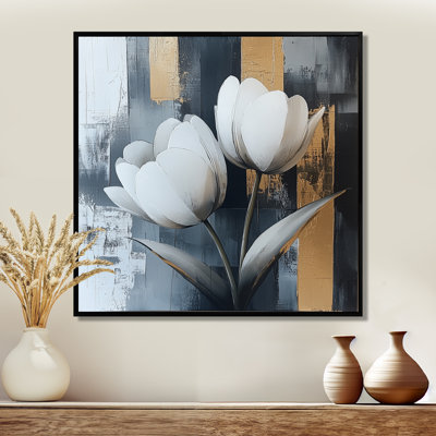 Motif géométrique de tulipes dorées, forme pure I - tulipes, art mural