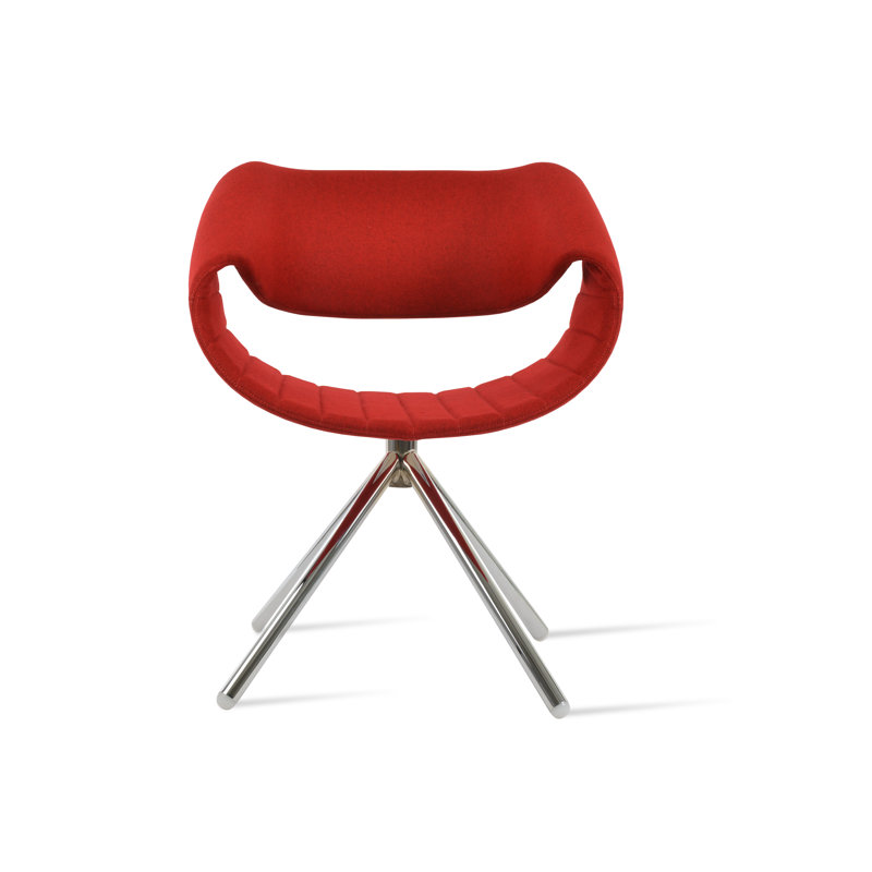 Chaise avec accoudoirs pivotante Seminyak, Rouge, Chrome