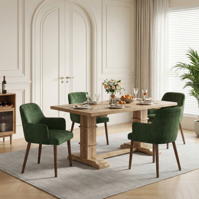 Upholstered Solid Wood Dining Chair Side Chair With Armrests