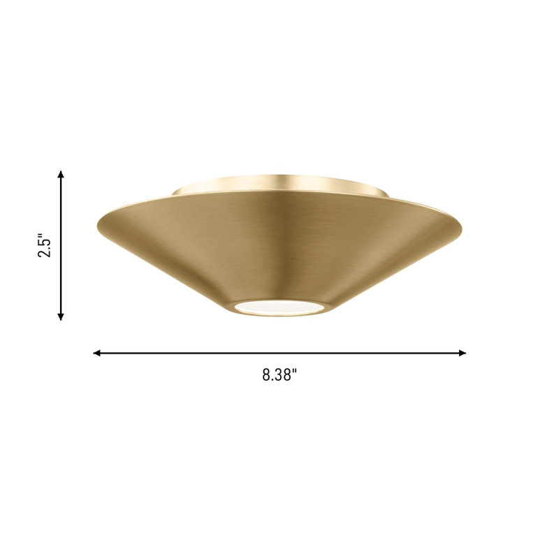 Bergen 1 - Light LED Flush Mount, Burnished Brass, 2.5" H x 8.375" W x 8.375" D, Undefined