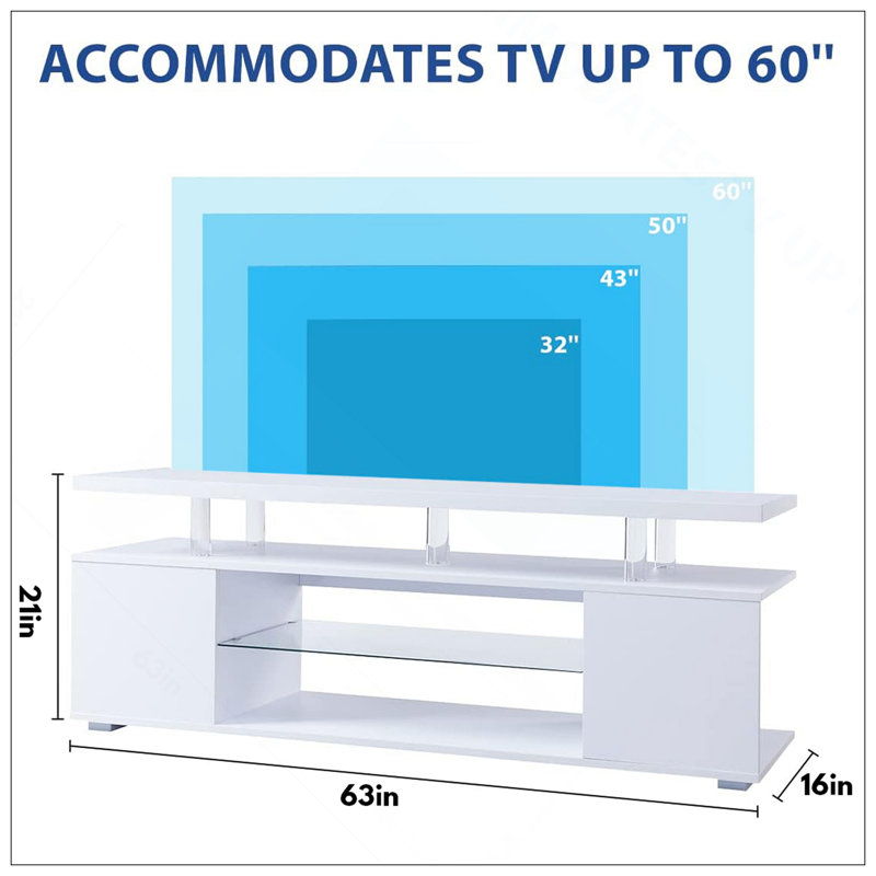 Meuble télé pour meuble télé 70 pouces à DEL avec console de rangement multimédia et grande armoire latérale pour le salon