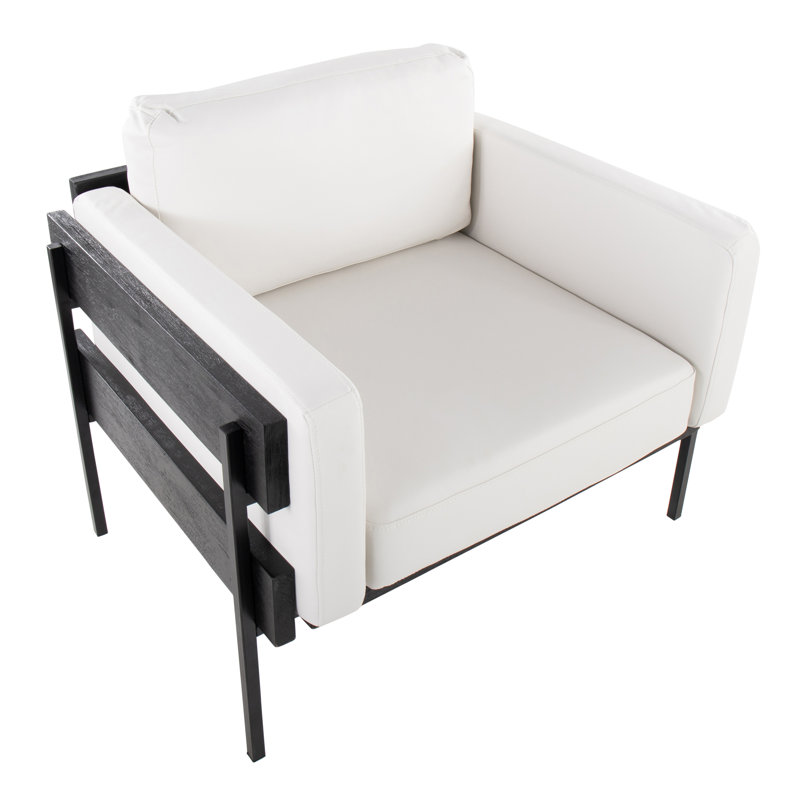 Fauteuil Annelen, Noir, Similicuir gris, Gris