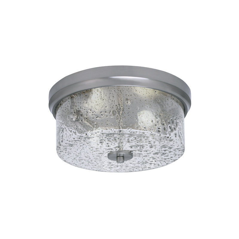 Plafonnier encastré 2 lumières 12 po 12 po, Nickel brossé, Transparent