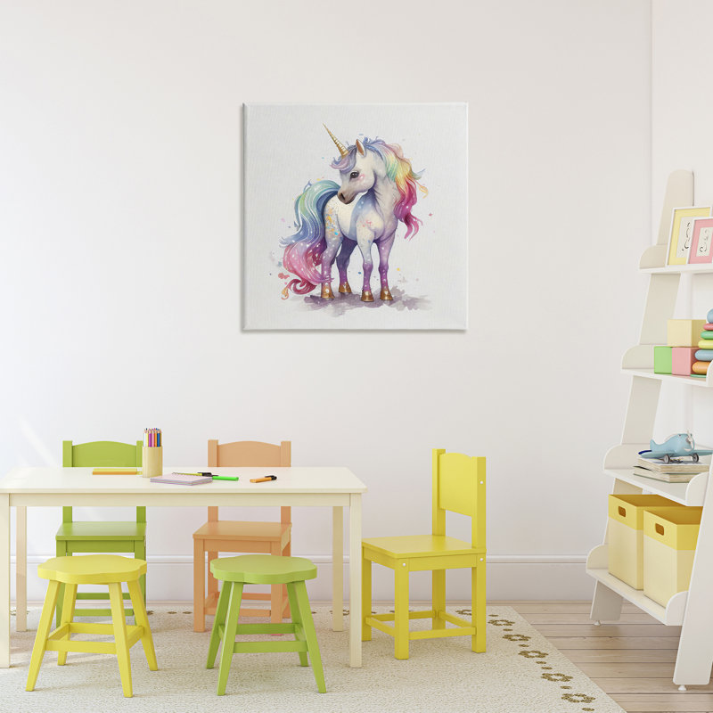 Aquarelle, licorne et toile de crinière arc-en-ciel, design par Creative Studio, H 24 po x l 24 po