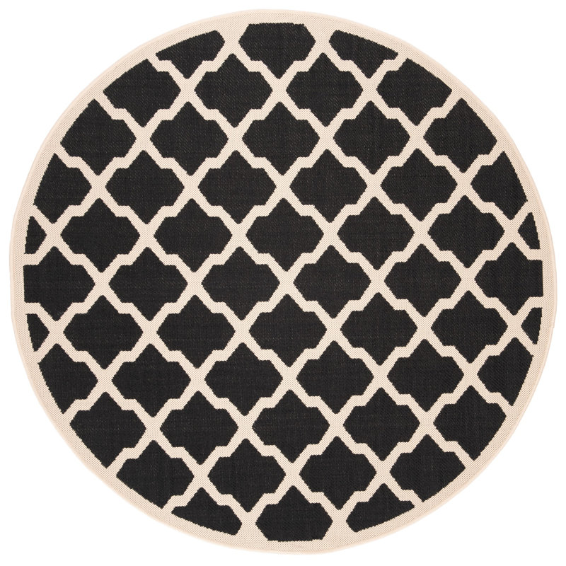 Arneshia Black Indoor/Outdoor Area Rug, Round 4'