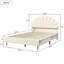 EU Double (140X200cm) Scalloped Shell Velvet Bed, Glam Upholstered Platform Frame With Gold Legs, Burgundy & Beige-868068580