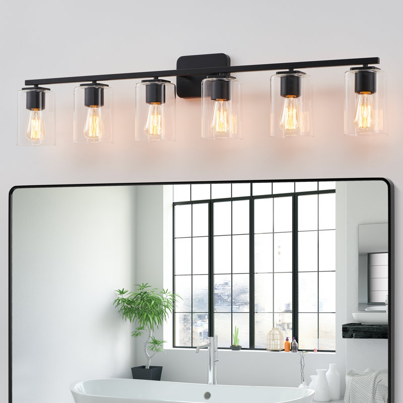 Éclairage pour meuble-lavabo à intensité variable Kagan, Noir mat, Clair, 6