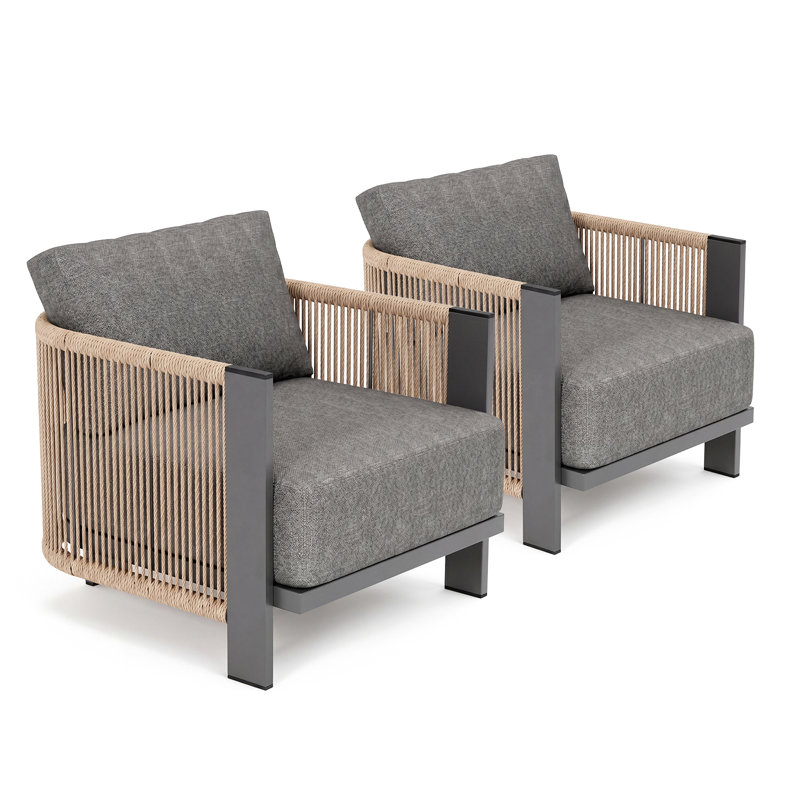 Chaise de patio en aluminium avec coussins en oléfine