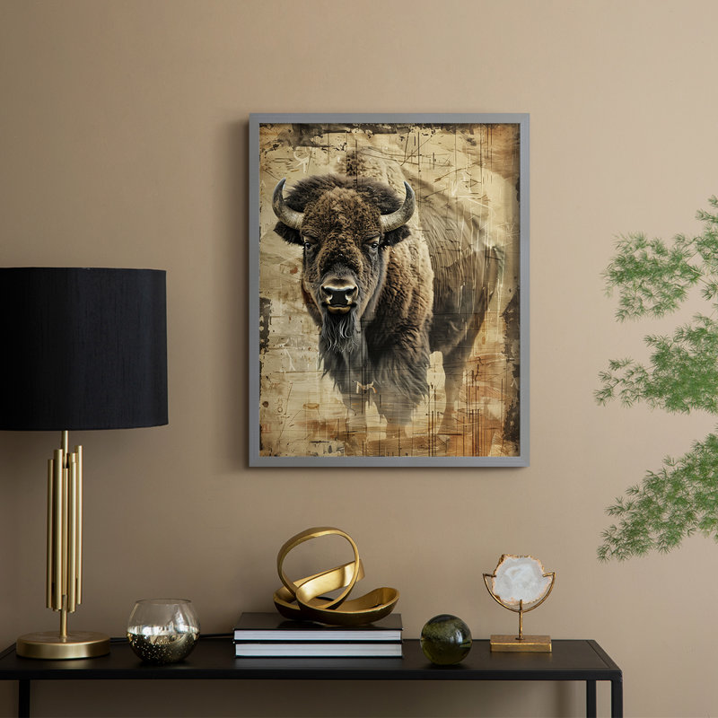 ANIMALS Series CDXCII - Reproduction encadrée de qualité supérieure - Prêt à être accroché - Aucun clou requis, Gris