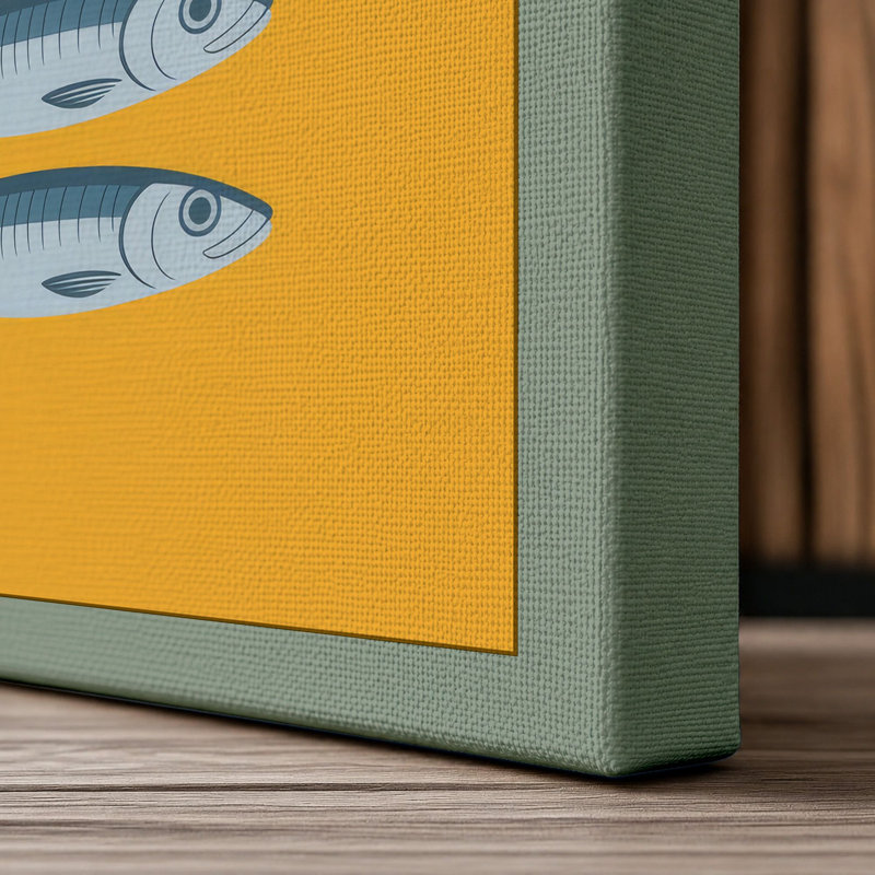 Silver Fish Study Minimalist - Wrapped Canvas, 18x12 - 45.7 x 30.5 cm, Sage Border