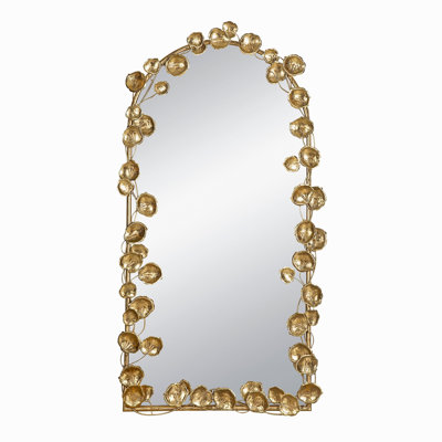 51.5" X 29" Full Length Arched Wall Mirror With Golden Leaf Accents, Decorative Mirror For Living Room Bedroom