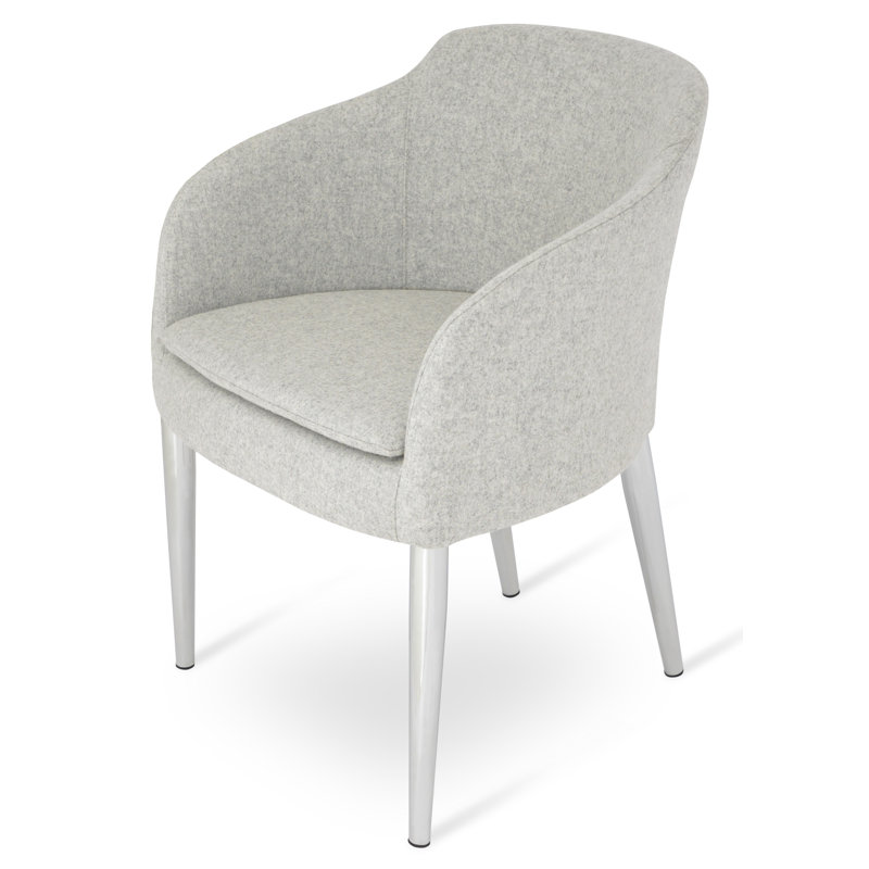 Aidric 18'' H Upholstered Metal Dining Chair, Silver Wool