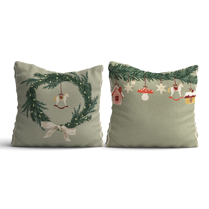 Miti Christmas Cushion Cover Set (2 Pieces), 16.9 x 16.9 Inches | 50% Cotton / 50% Polyester, Machine Washable at 86°F | Ironable, No Filling | Perfect Holiday Decor for Cozy Living Spaces and Festive Touch