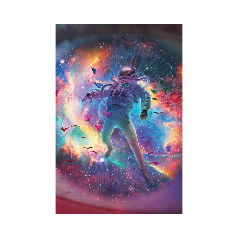 Spaceman And Butterflies by Marischa Becker - Wrapped Canvas Print, 20.32 cm H x 30.48 cm W