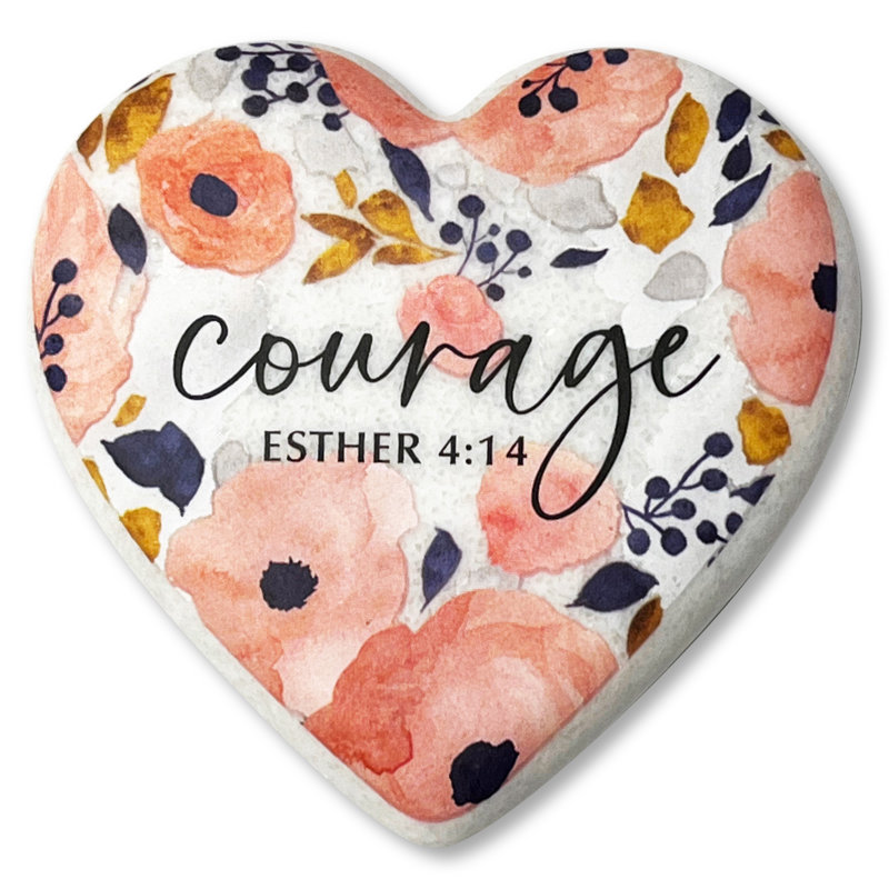 Heart Stone Floral Courage Pink Blue