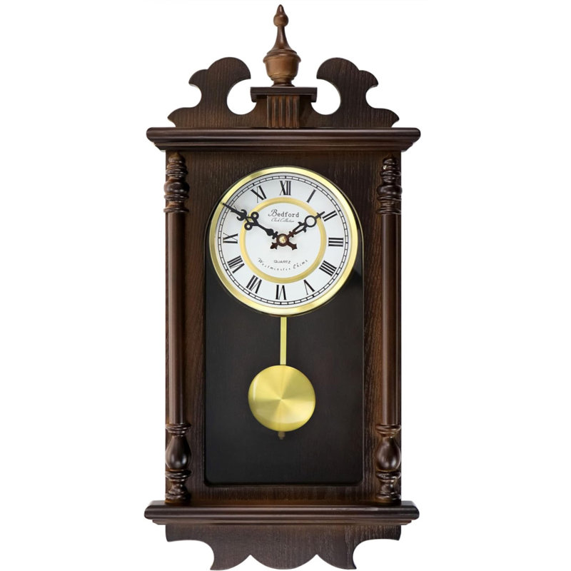 Horloge murale en bois massif Brailynn