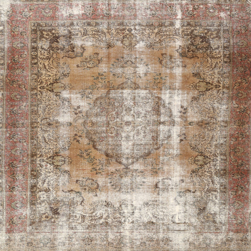 Tapis oriental en laine brun clair Oriental, Rond 8 pi
