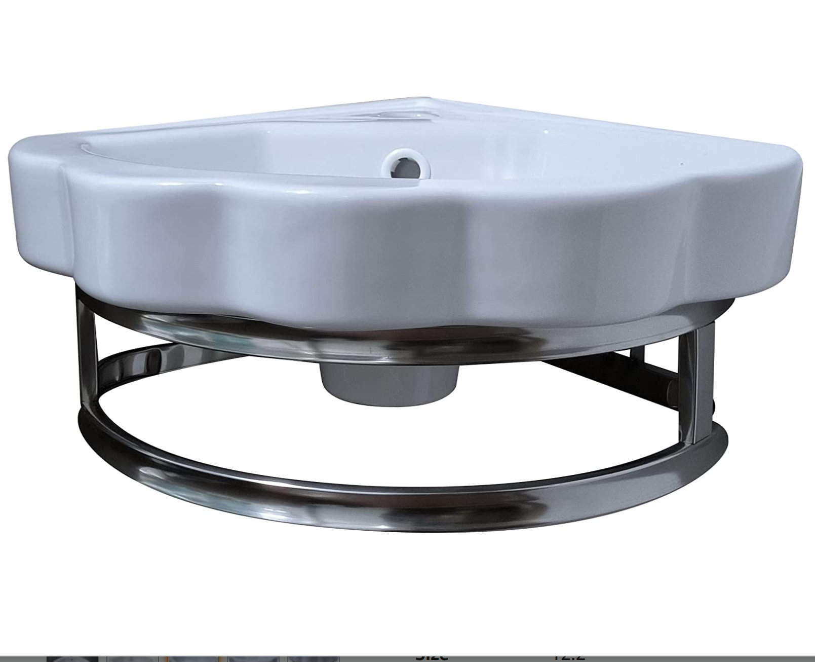 QieRao White Ceramic Flower Rim Corner Bathroom Sink with Overflow ...