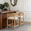 Wood And Rattan Upholstered Arm Counter Stools-1932110625