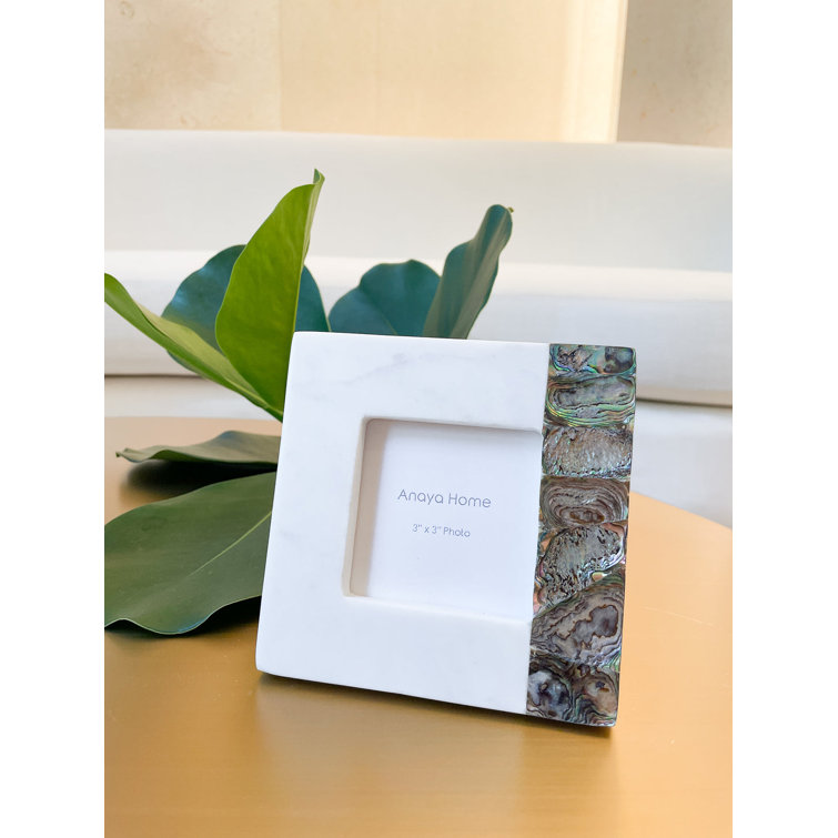 White Mother of Pearl White Marble Picture Frame, 4x6 - Anaya