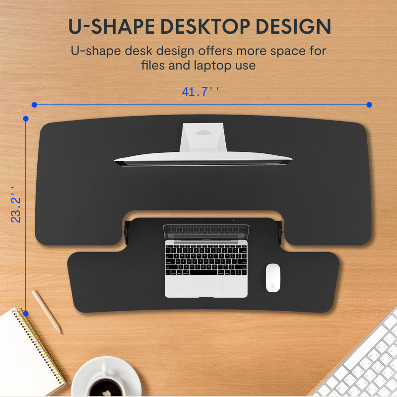 Convertisseur de bureau debout Murray, Noir, H 19,6 po x l 42 po x P 24,9 po